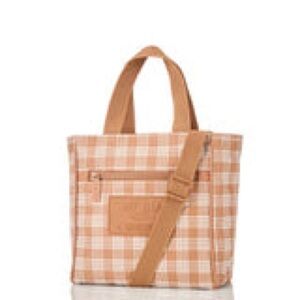 Aloha Collection Splash-Proof Mini Crossbody Tote • Tan Plaid • SOLD OUT STYLE
